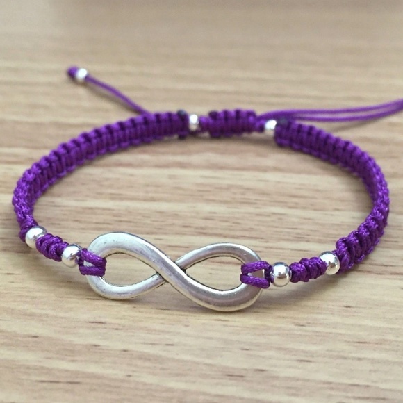 Silver Infinity Purple Braided Shamballa Bracelet - Picture 3 of 6